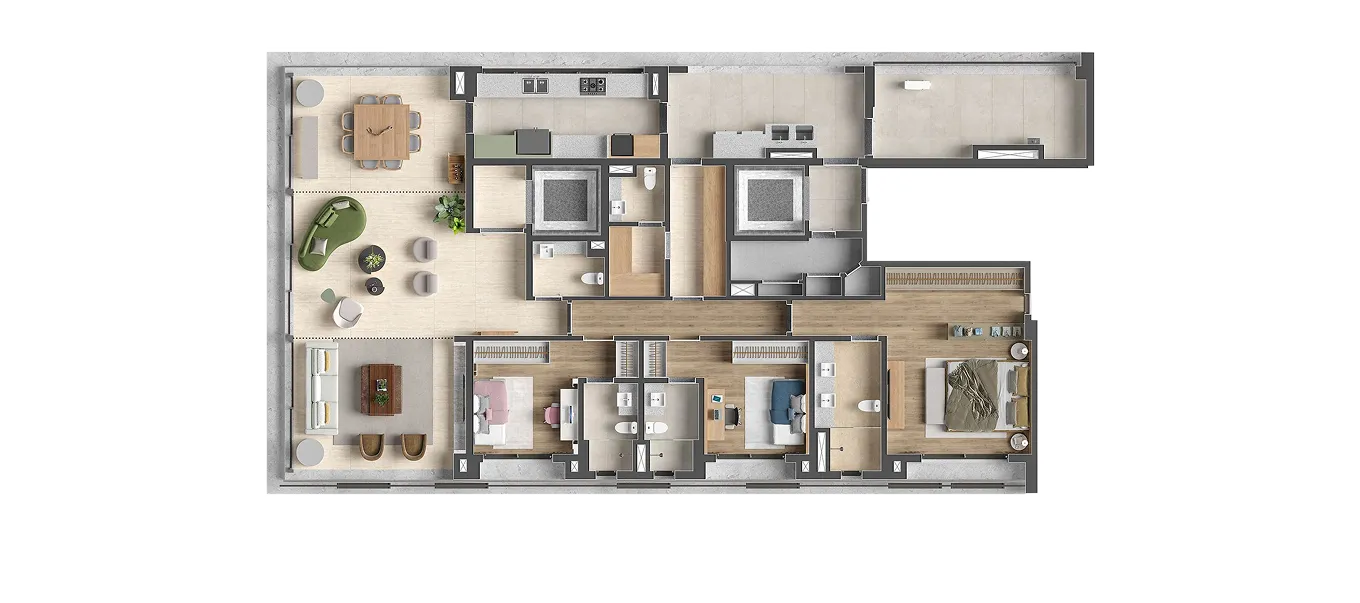 Planta baixa 3 Suítes | 3 Vagas